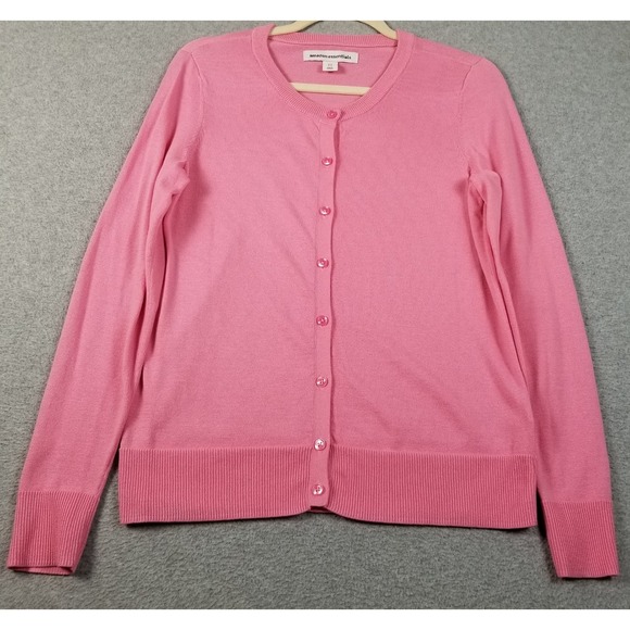 Amazon Essentials Sweaters - Amazon Essentials Cardigan Sweater Womens Medium M Pink Button Up Crew Neck Knit
